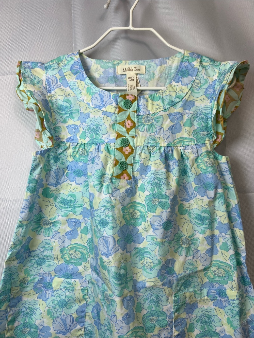 Matilda Jane aqua Azaleas woven floral print dress NWOT size 6 - Picture 4 of 14